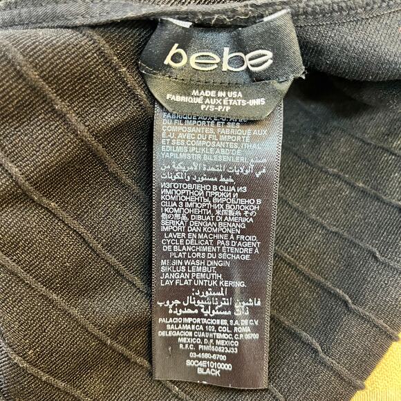 Bebe Women's Small Bodycon Tank Dress Mini Black Back Cut Out Spandex - Picture 3 of 3